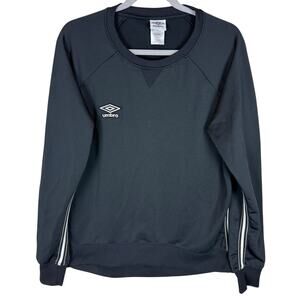 Umbro Sweatshirt Men's Medium Black Stretch Logo Round Neck Long Sleeve Pullover